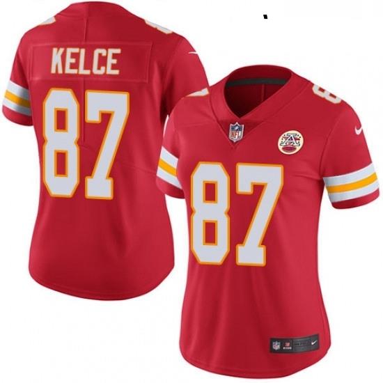 Womens Nike Kansas City Chiefs 87 Travis Kelce Red Team Color Vapor Untouchable Limited Player NFL Jersey