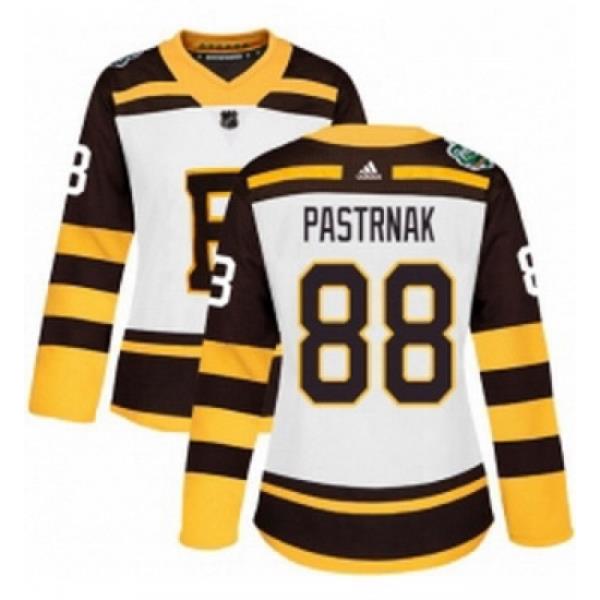 Womens Adidas Boston Bruins 88 David Pastrnak Authentic White 2019 Winter Classic NHL Jersey