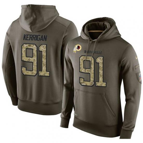 NFL Nike Washington Redskins 91 Ryan Kerrigan Green Salute To Service Mens Pullover Hoodie