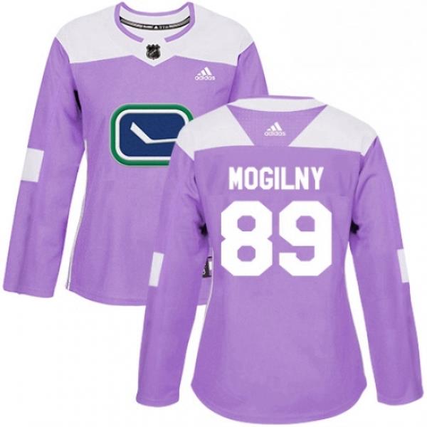 Womens Adidas Vancouver Canucks 89 Alexander Mogilny Authentic Purple Fights Cancer Practice NHL Jersey