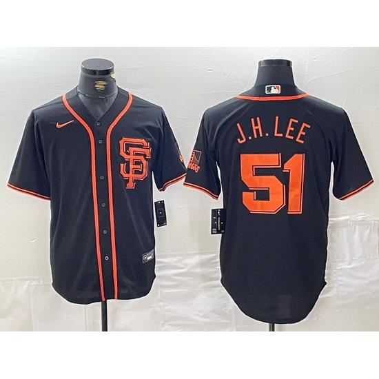 Men San Francisco Giants 51 Jung Hoo Lee Black 2024 Black AlternateLimited Stitched jerseys