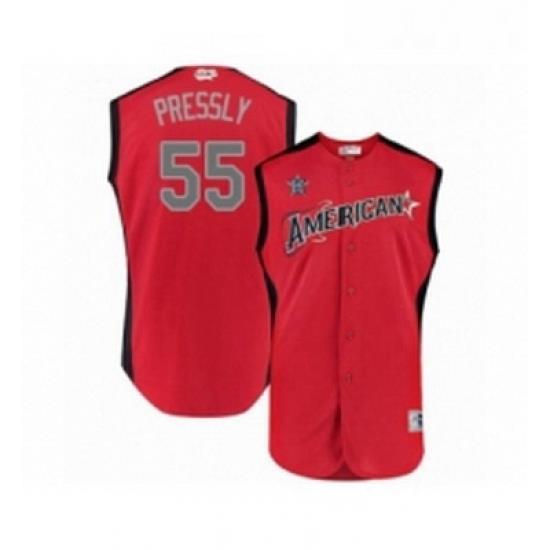 Youth Houston Astros 55 Ryan Pressly Authentic Red American League 2019 Baseball All Star Jersey