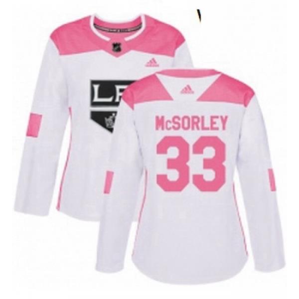 Womens Adidas Los Angeles Kings 33 Marty Mcsorley Authentic WhitePink Fashion NHL Jersey