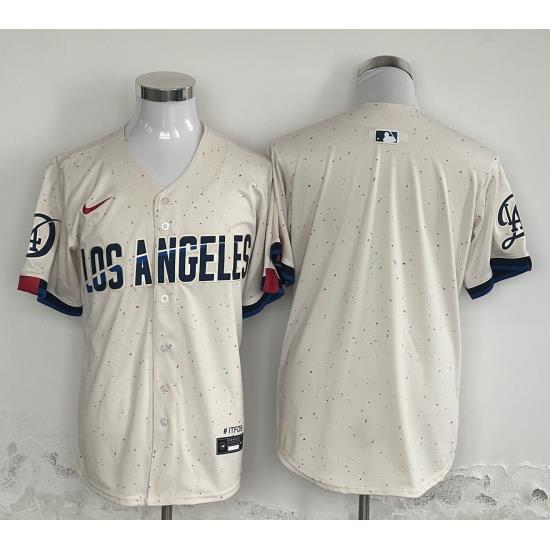 Men Los Angeles Dodgers Blank Cream Stitched Baseball Jersey
