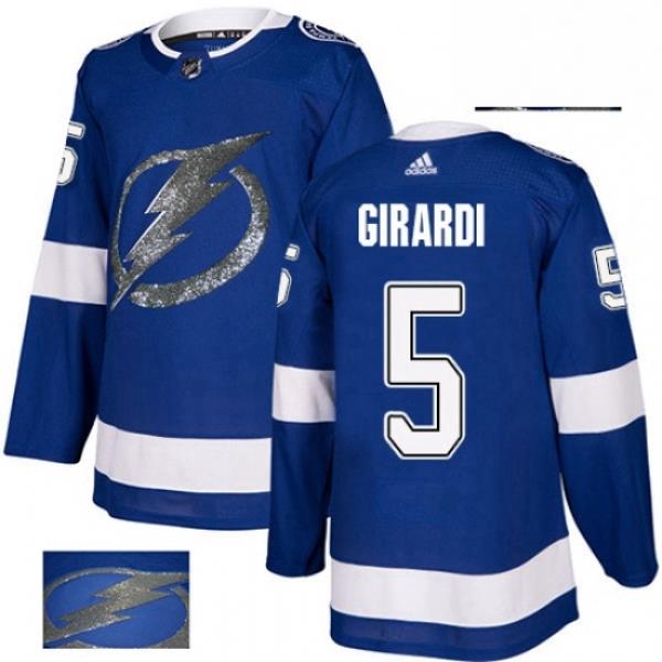 Mens Adidas Tampa Bay Lightning 5 Dan Girardi Authentic Royal Blue Fashion Gold NHL Jersey