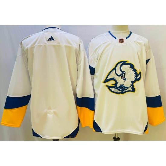 Men Buffalo Sabres Blank White 2022 23 Reverse Retro Stitched Jersey