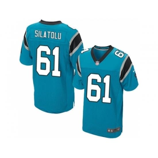 Nike Carolina Panthers 61 Amini Silatolu Blue Elite NFL Jersey