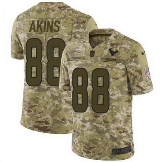 Nike Texans #88 Jordan Akins Camo Mens Stitched NFL Limited 2018 Salute To Service Jersey