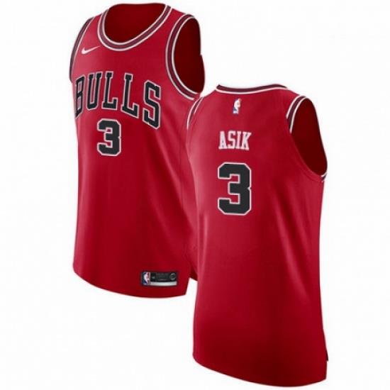 Mens Nike Chicago Bulls 3 Omer Asik Authentic Red Road NBA Jersey Icon Edition