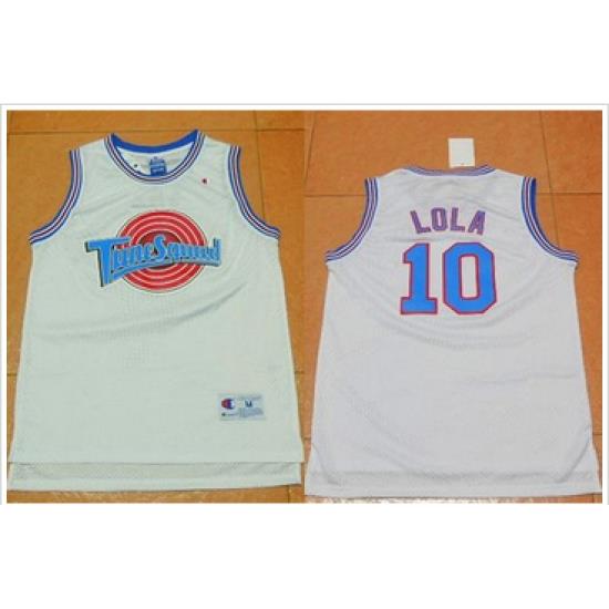 Space Jam Tune Squad #10 Lola Bunny White Movie Stitched Basketball Jersey