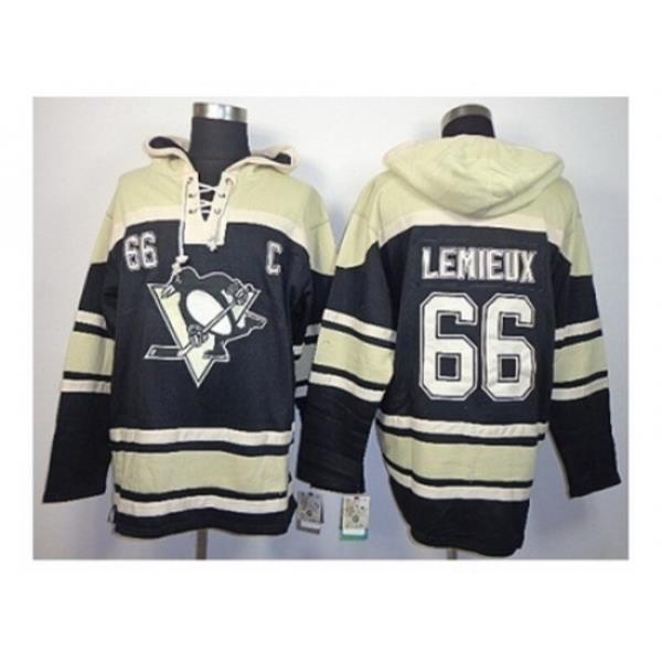 NHL Jerseys Pittsburgh Penguins #66 lemieux black-cream[pullover hooded sweatshirt][patch C]