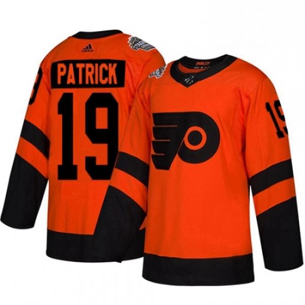 Mens Adidas Philadelphia Flyers 19 Nolan Patrick Orange Authentic 2019 Stadium Series Stitched NHL Jersey