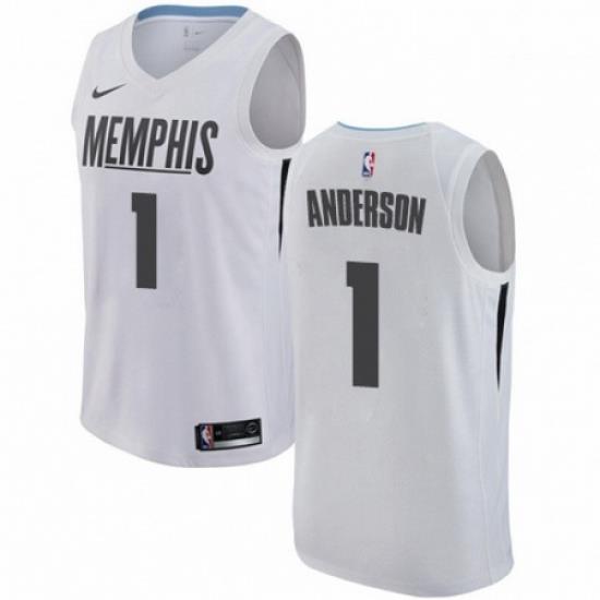 Mens Nike Memphis Grizzlies 1 Kyle Anderson Swingman White NBA Jersey City Edition