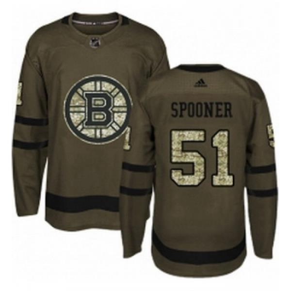 Youth Adidas Boston Bruins 51 Ryan Spooner Premier Green Salute to Service NHL Jersey