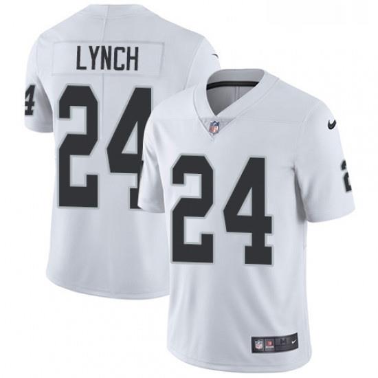 Youth Nike Oakland Raiders 24 MarshaWn Lynch White Vapor Untouchable Limited Player NFL Jersey