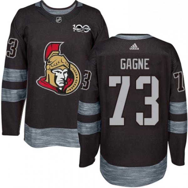 Mens Adidas Ottawa Senators 73 Gabriel Gagne Authentic Black 1917 2017 100th Anniversary NHL Jersey