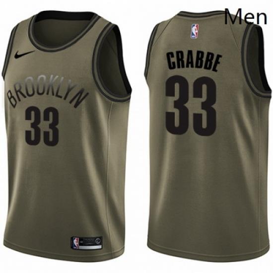 Mens Nike Brooklyn Nets 33 Allen Crabbe Swingman Green Salute to Service NBA Jersey