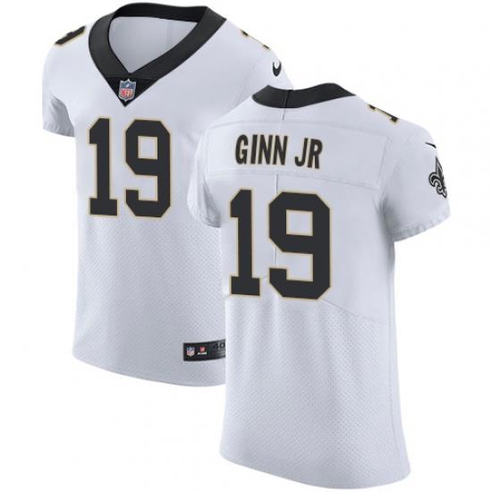 Nike Saints #19 Ted Ginn Jr White Mens Stitched NFL Vapor Untouchable Elite Jersey