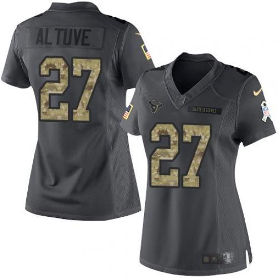 Nike Texans #27 Jose Altuve Black Womens Stitched NFL Limited 2016 Salute to Service Jersey