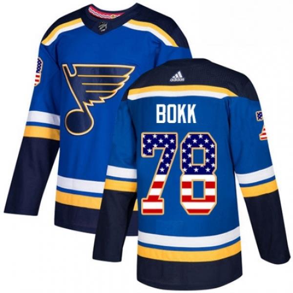 Youth Adidas St Louis Blues 78 Dominik Bokk Authentic Blue USA Flag Fashion NHL Jersey