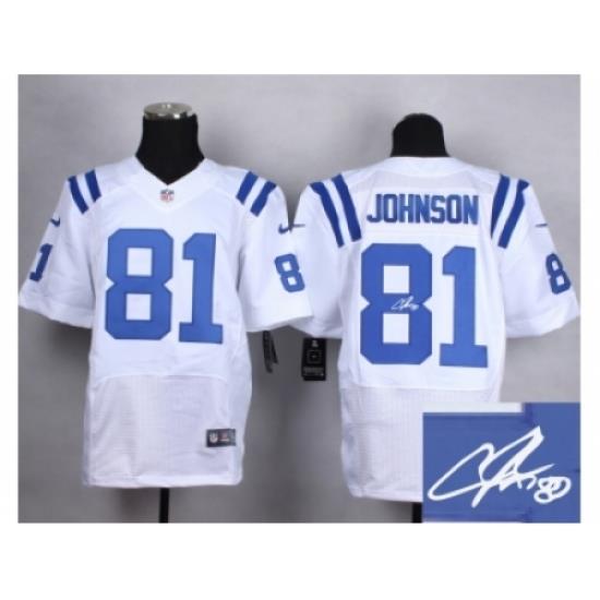 Nike Indianapolis Colts 81 Andre Johnson White Elite Signature NFL Jersey