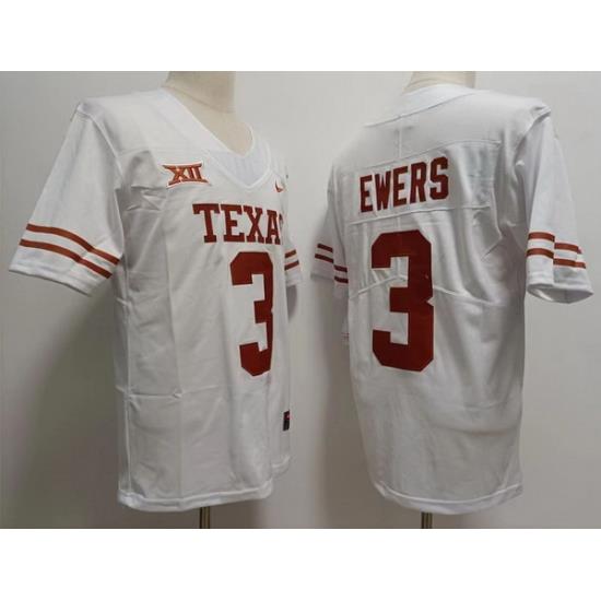 Men Texas Longhorns #3 Quinn Ewers White College Football Jersey