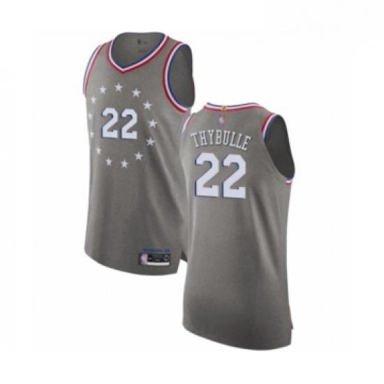 Mens Philadelphia 76ers 22 Mattise Thybulle Authentic Gray Basketball Jersey City Edition