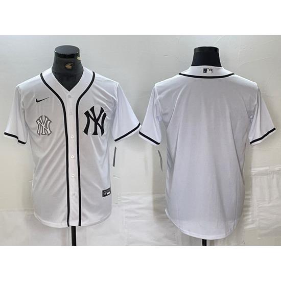 Men NeW York Yankees White Team Big Logo Cool Base Stitched Baseball Jersey 15