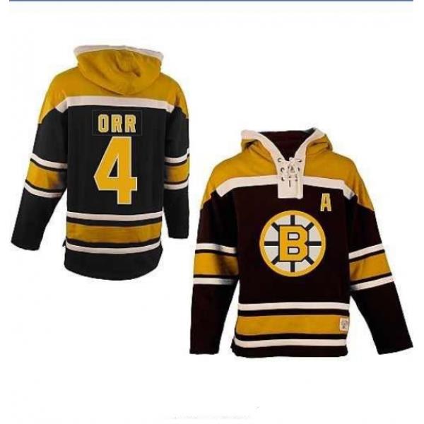 Boston Bruins 4# Bobby Orr Black Color Hooded Sweatshirt