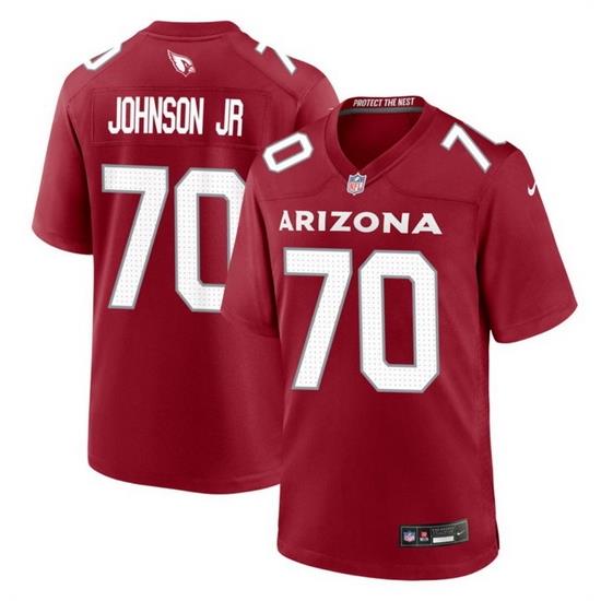 Men Arizona Cardinals 70 Paris Johnson Jr Red 2023 Draft Stitched Game Football Jersey