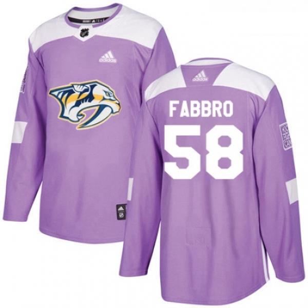 Youth Adidas Nashville Predators 58 Dante Fabbro Authentic Purple Fights Cancer Practice NHL Jersey