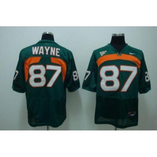 Hurricanes #87 Reggie Wayn Green Embroidered NCAA Jersey