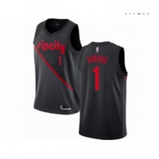 Mens Portland Trail Blazers 1 Anfernee Simons Authentic Black Basketball Jersey 2018 19 City Edition