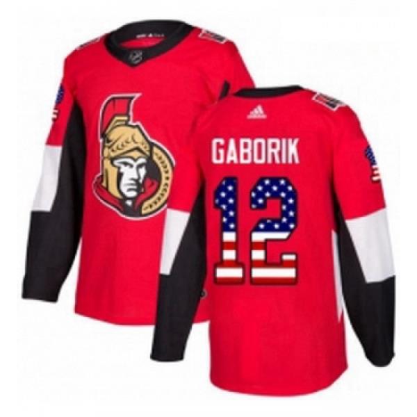 Youth Adidas Ottawa Senators 12 Marian Gaborik Authentic Red USA Flag Fashion NHL Jersey