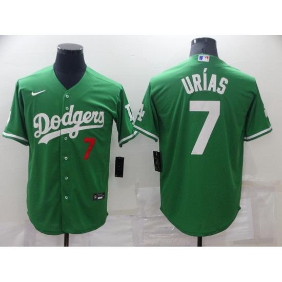 Men Los Angeles Dodgers 7 Julio Urias Green Stitched Baseball Jerse