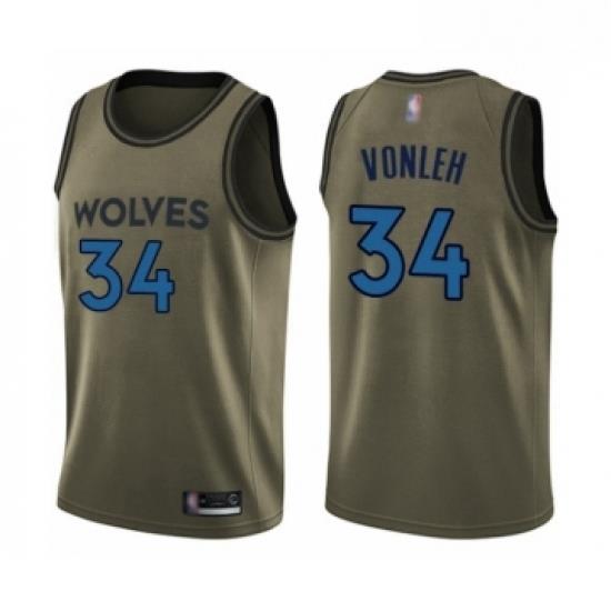 Mens Minnesota Timberwolves 34 Noah Vonleh Swingman Green Salute to Service Basketball Jersey