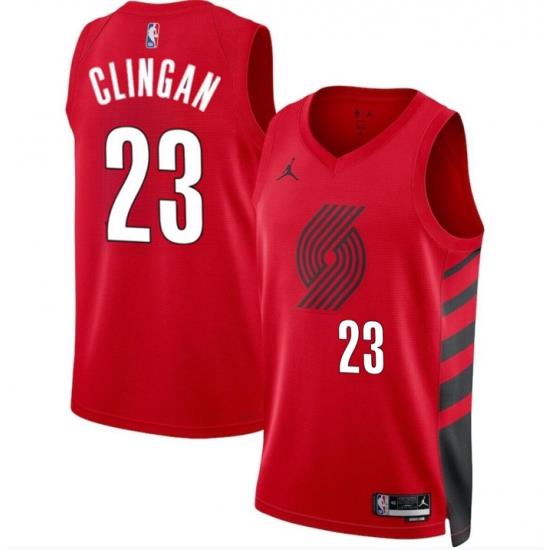 Men Portland Trail Blazers 23 Donovan Clingan Red 2024 Draft Statement Edition Stitched Basketball Jersey