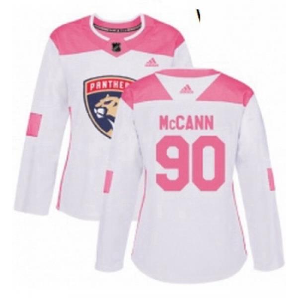 Womens Adidas Florida Panthers 90 Jared McCann Authentic WhitePink Fashion NHL Jersey