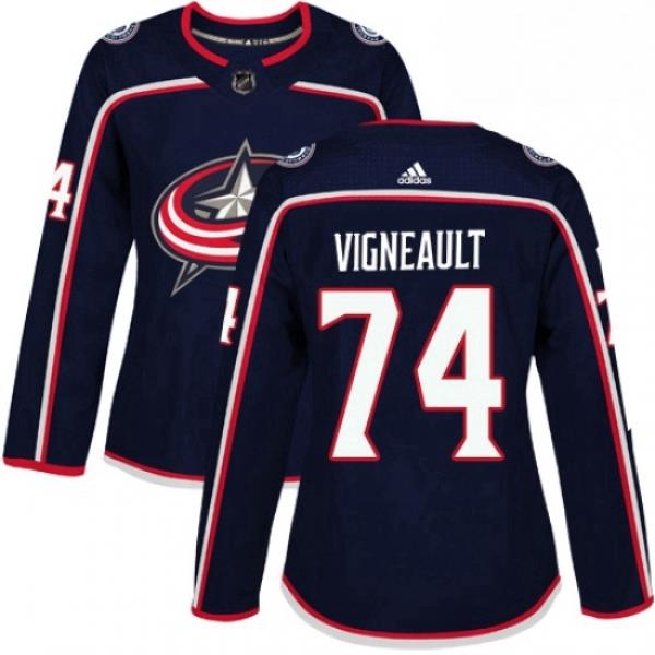 Womens Adidas Columbus Blue Jackets 74 Sam Vigneault Premier Navy Blue Home NHL Jersey
