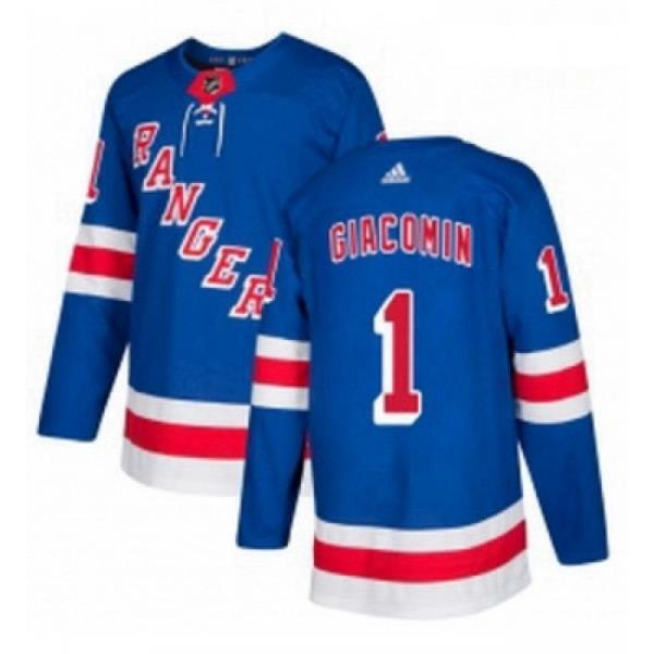 Youth Adidas New York Rangers 1 Eddie Giacomin Premier Royal Blue Home NHL Jersey