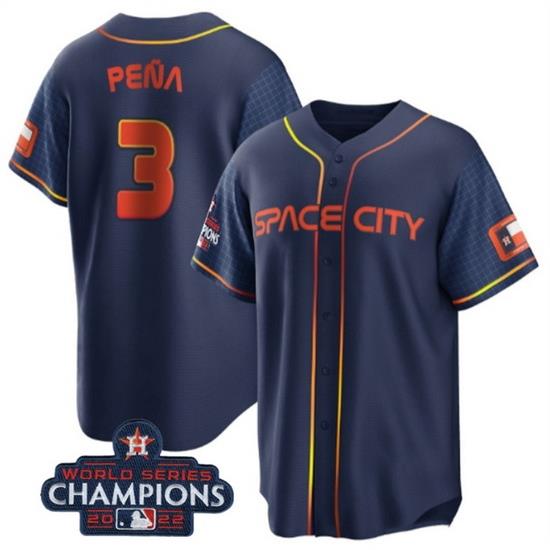 Youth Houston Astros 3 Jeremy Pena Navy 2022 World Series Champions City Connect Stitched BaseballJersey