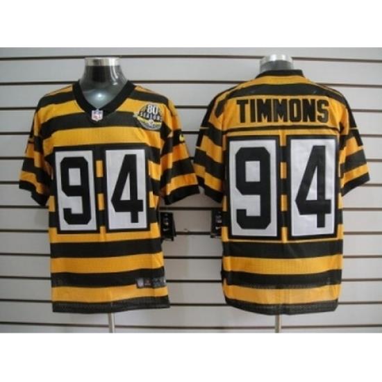 Nike Pittsburgh Steelers 94 Lawrence Timmons yellow black Elite 80TH M&N NFL Jersey