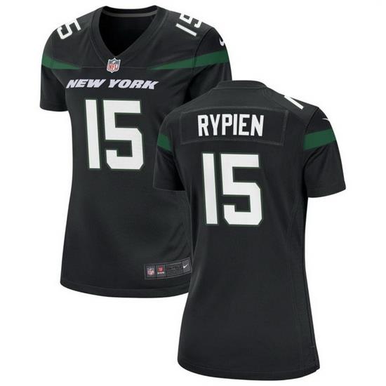 Women New York Jets 15 Brett Rypien Black Stitched Football Jersey 28Run Small 29