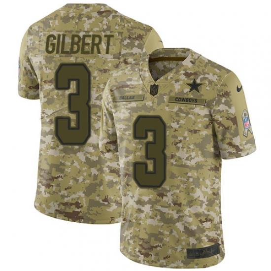 Nike Dallas Cowboys 3 Garrett Gilbert Camo Men Stitched NFL Limited 2018 Salute To Service Jersey