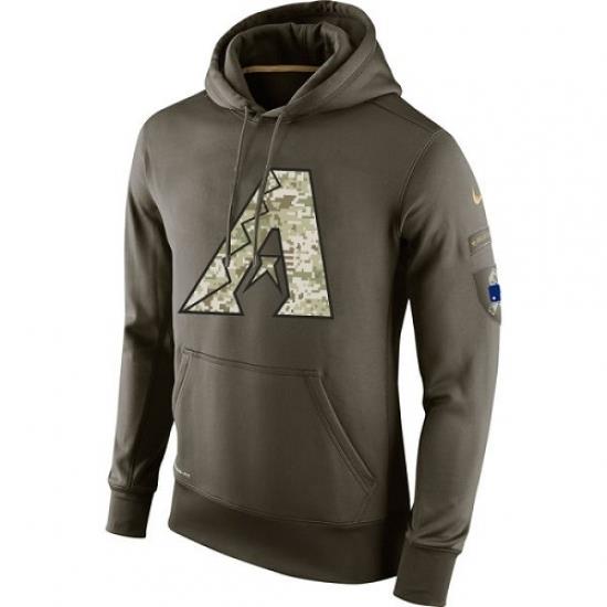 MLB Men Arizona Diamondbacks Nike Olive Salute To Service KO Performance Hoodie