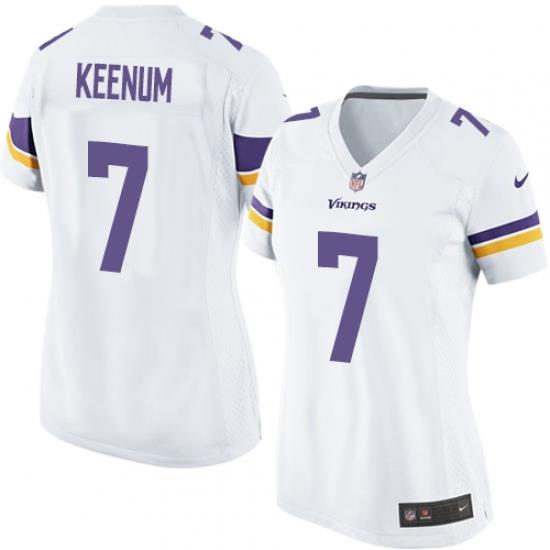 Women Nike Minnesota Vikings #7 Case Keenum White Team Color NFL Jersey