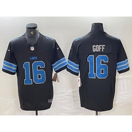 Men Detroit Lions 16 Jared Goff Black 2024 F U S E  2nd Alternate Vapor Limited Stitched Jersey