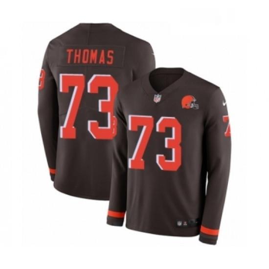 Youth Nike Cleveland Browns 73 Joe Thomas Limited Brown Therma Long Sleeve NFL Jersey