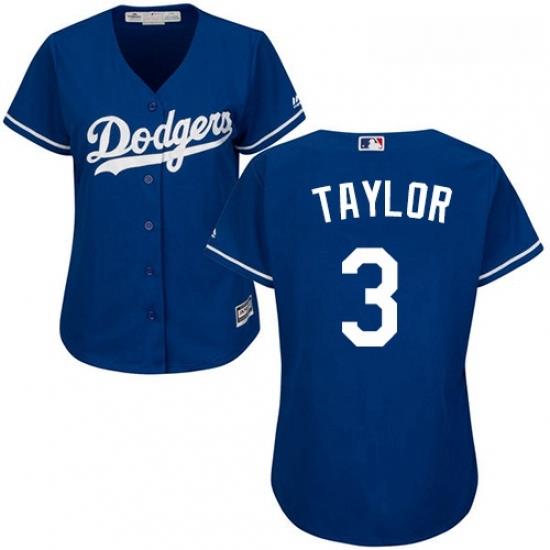 Womens Majestic Los Angeles Dodgers 3 Chris Taylor Authentic Royal Blue Alternate Cool Base MLB Jersey