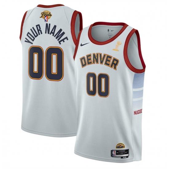 Men Denver Nuggets Active Player Custom White 2023 Finals Champions Icon Edition Stitched Basketball Jersey